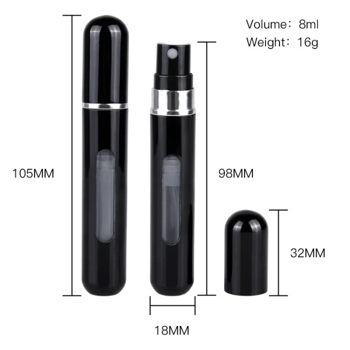 Perfumero 8ml Autorecargable Negro