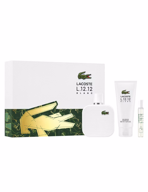 1195335377-kit-eau-toilette-lacoste-bla Lacoste Set L.12.12 Blanc EDT 100ml + 7ml + gel de ducha