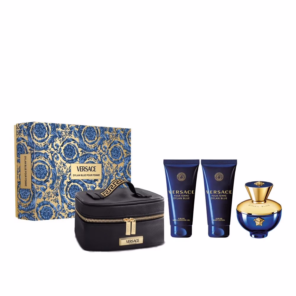 b7862ea5-4e24-4964-8304-7fbc79eedcc3.0cb21e8b15cce611779e98e6f926bf31 Versace Set Dylan Blue Pour Femme 100ml + Body Lotion + Shower Gel + Cosmetiquera