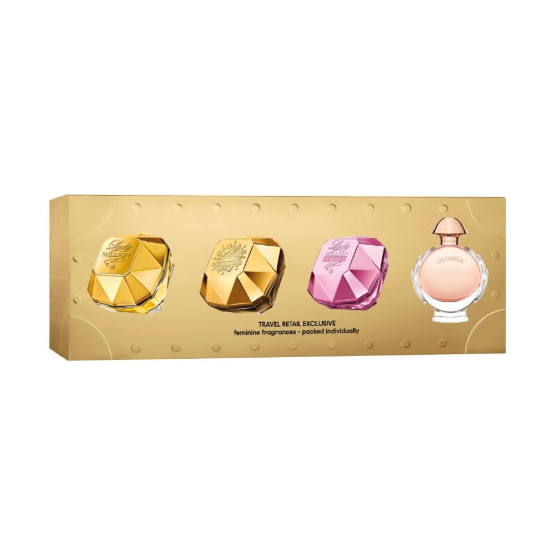 xr:d:DAFpM5onpu4:3,j:2031520577863819172,t:23072019 Paco Rabanne Set Minis Lady Million 5ml + Lady Million Fabulous 5ml + Lady Million Empire 5ml + Olympea 5ml
